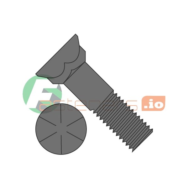 Newport Fasteners Plow Bolt, 3/4"-10 Thrd Sz, 3" L, Steel, Plain, 120 PK 200871 - main